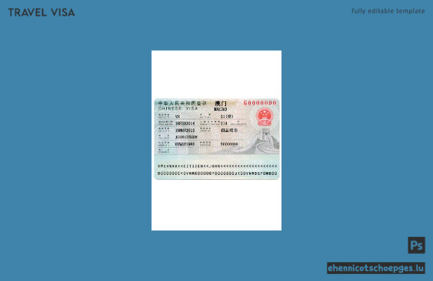 Beispiel für ein Reisevisum für China und Macau